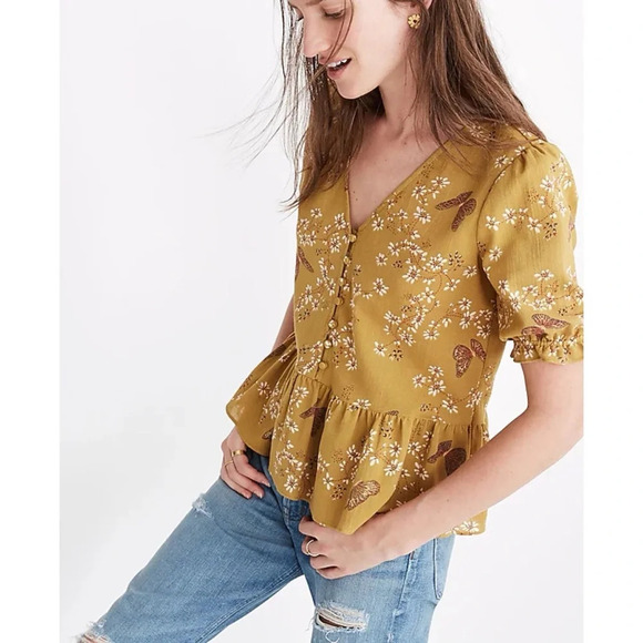 Madewell Tops - Madewell Courtyard Ruffle-Hem Top in Butterfly Sanctuary